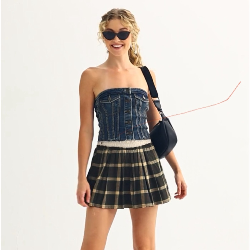 Strapless denim corset top